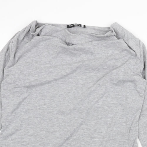 Betty Barclay Womens Grey Viscose Basic T-Shirt Size 14 Cowl Neck