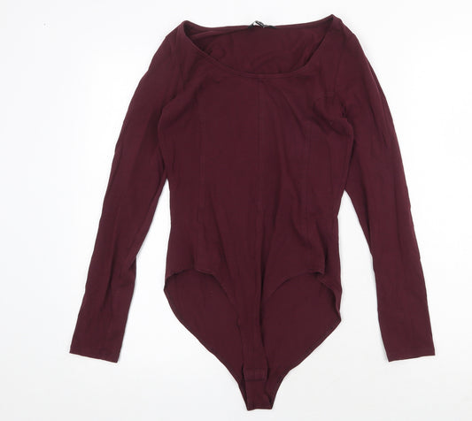 New Look Womens Purple Cotton Bodysuit One-Piece Size 12 Snap
