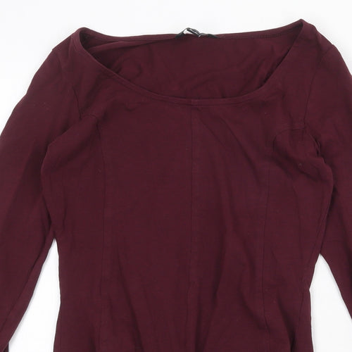 New Look Womens Purple Cotton Bodysuit One-Piece Size 12 Snap