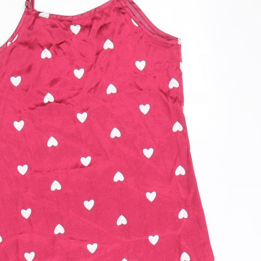 Preworn Womens Pink Geometric Polyester Camisole Tank Size S Scoop Neck - Heart Pattern