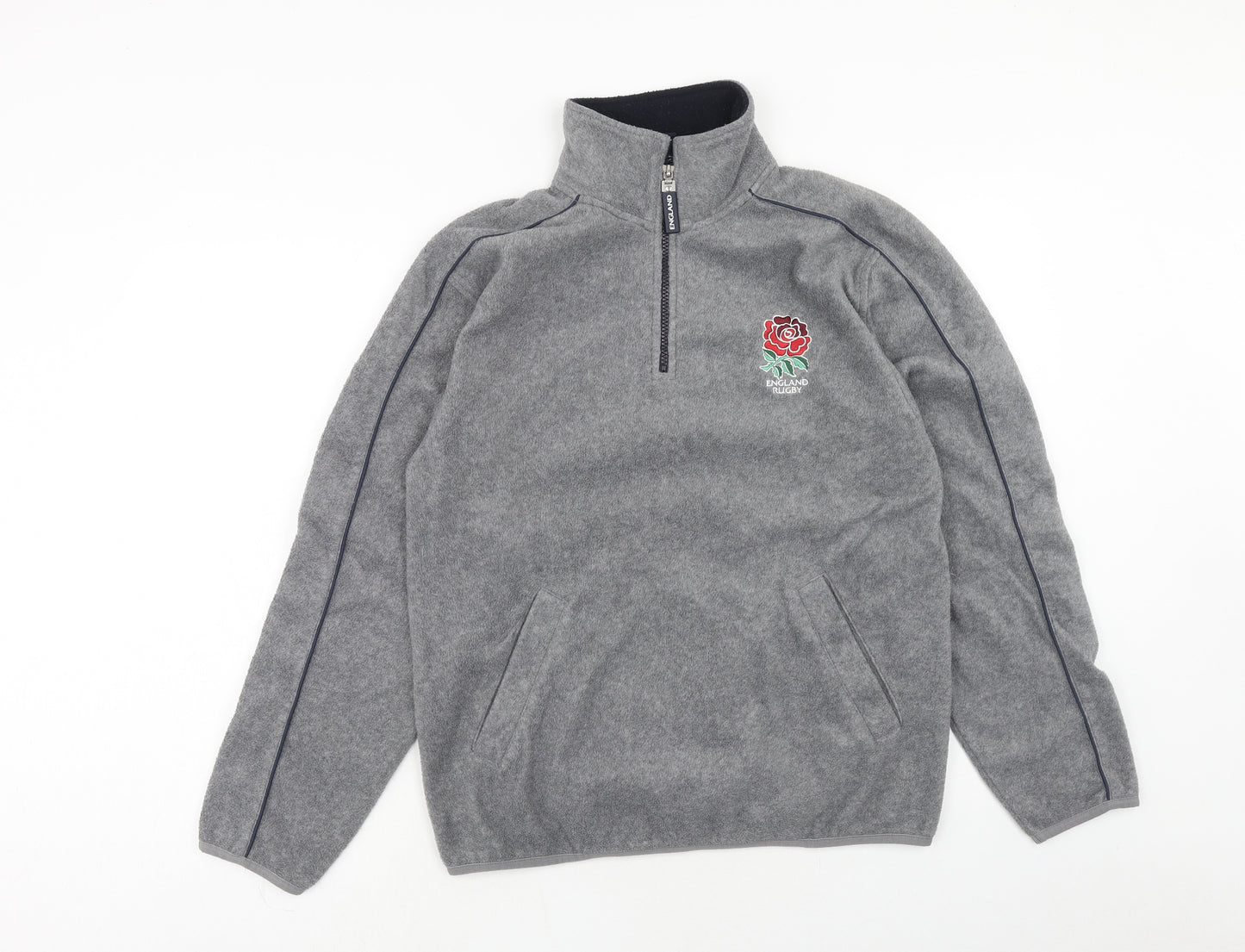 England Rugby Mens Grey Polyester Pullover Sweatshirt Size S Zip