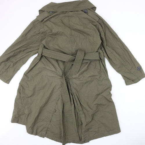 Comptoir des Cotonniers Mens Green Trench Coat Coat Size M Button - Belted