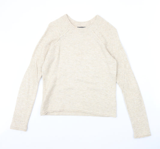 Topshop Womens Beige Round Neck Acrylic Pullover Jumper Size 8 Pullover