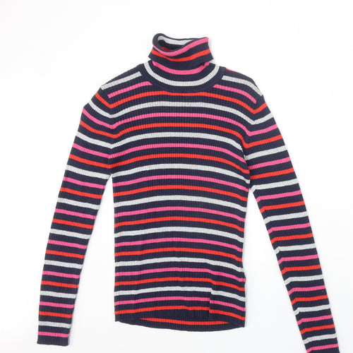 Blue Zoo Girls Multicoloured Roll Neck Striped Cotton Pullover Jumper Size 12-13 Years Pullover