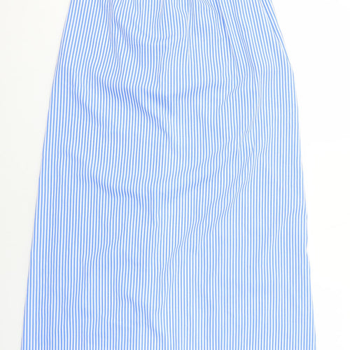 Boohoo Womens Blue Striped Polyester Maxi Skirt Size 10 Regular Button