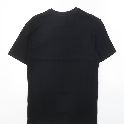 River Island Mens Black Geometric Cotton T-Shirt Size XS Round Neck Push Lock