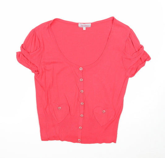 Be Beau Womens Pink Cotton Basic Button-Up Size 16 Scoop Neck