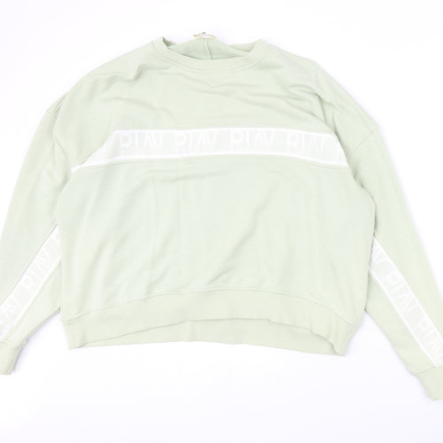 River Island Womens Green Cotton Pullover Sweatshirt Size L Pullover