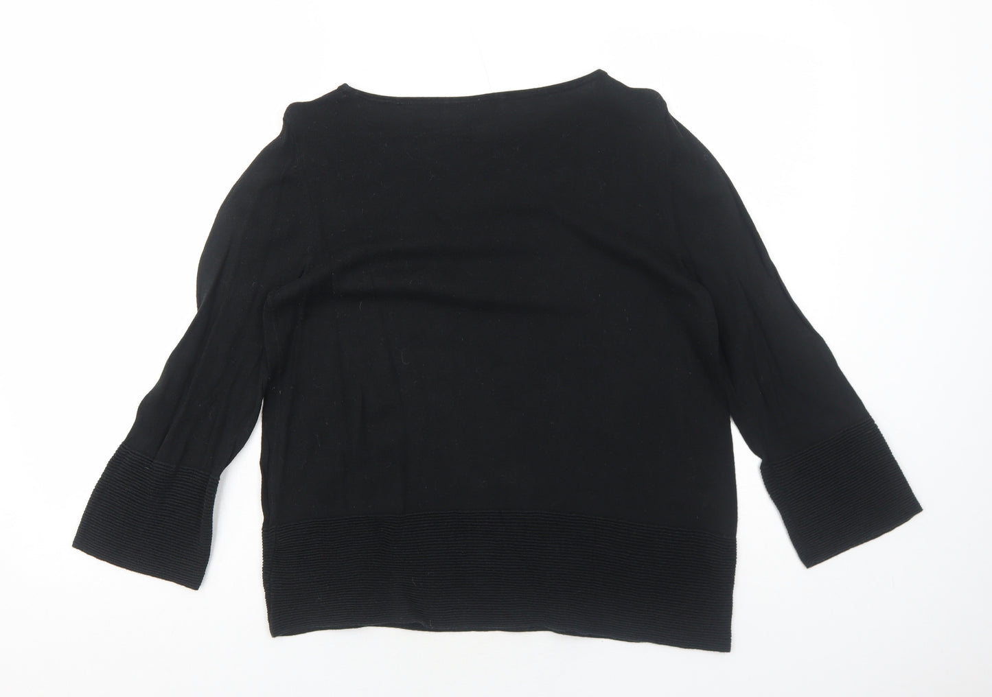 Ann Taylor Womens Black Cotton Basic Blouse Size M Boat Neck