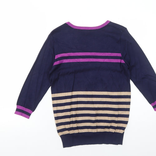 M&Co Womens Multicoloured Scoop Neck Striped Viscose Pullover Jumper Size S Pullover