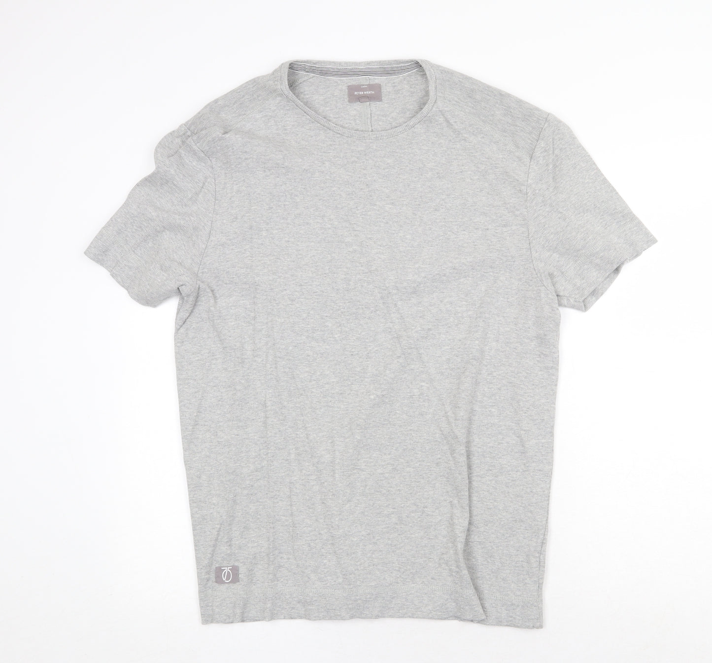 Peter Werth Mens Grey Cotton T-Shirt Size 2XL Round Neck Pullover