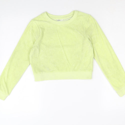 M&Co Girls Green Cotton Pullover Sweatshirt Size 8-9 Years Pullover