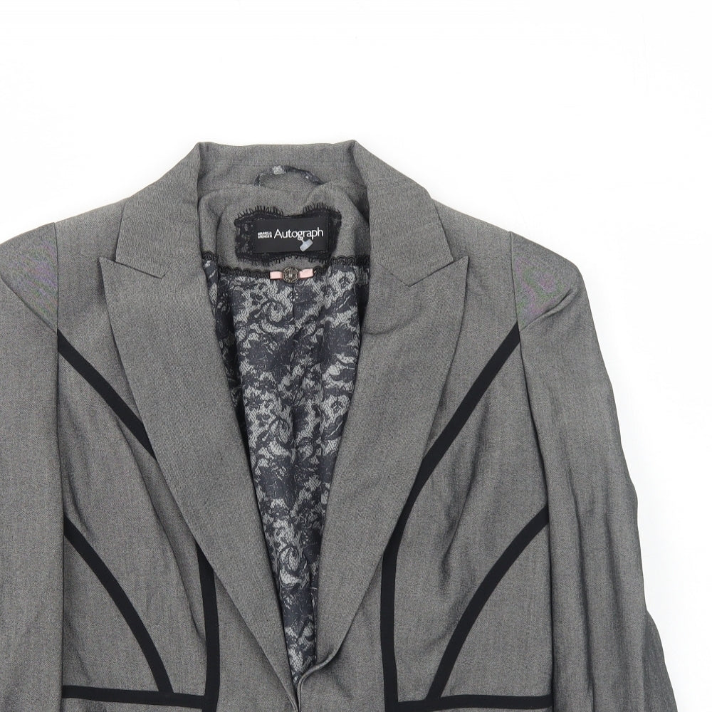 Marks and Spencer Womens Grey Polyester Jacket Blazer Size 12