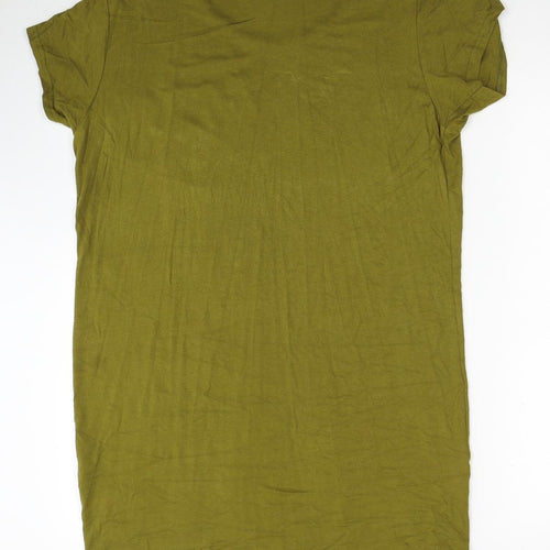 Look Of The Day Womens Green Viscose Shift Size 12 Scoop Neck Pullover - Hole Detail