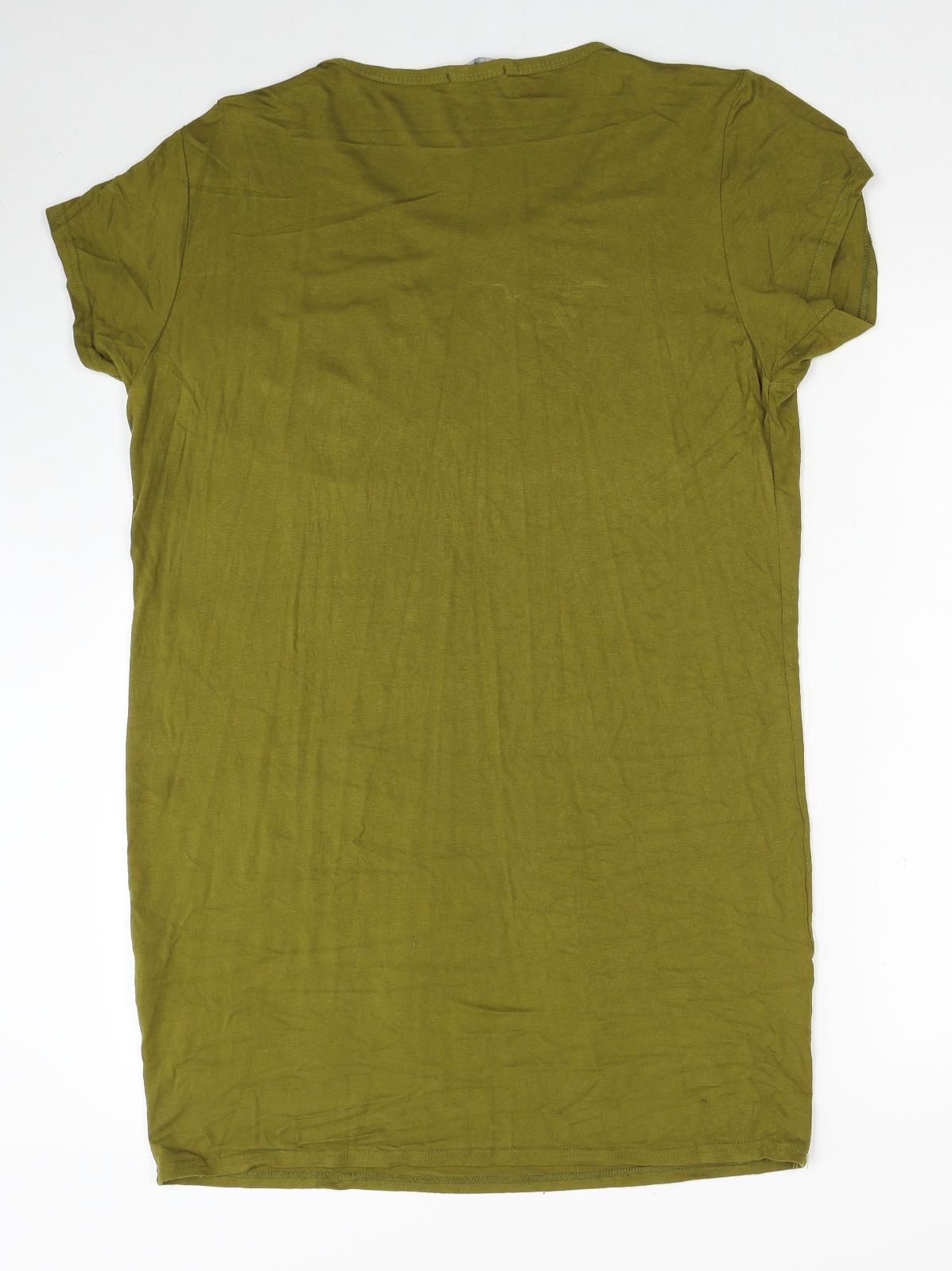 Look Of The Day Womens Green Viscose Shift Size 12 Scoop Neck Pullover - Hole Detail