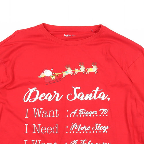 Festive Fun Mens Red Cotton Pullover Sweatshirt Size M - Dear Santa....