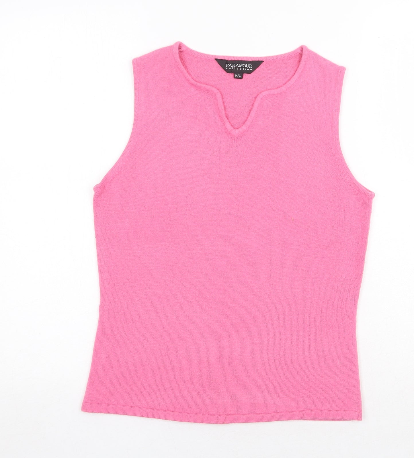 Paramour Womens Pink Acrylic Jersey Tank Size M V-Neck