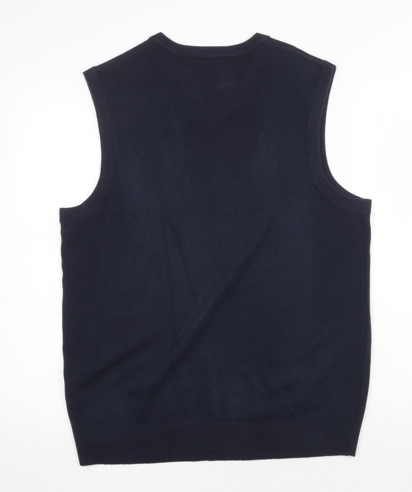 Atlantic Bay Mens Blue V-Neck Acrylic Vest Jumper Size M Sleeveless