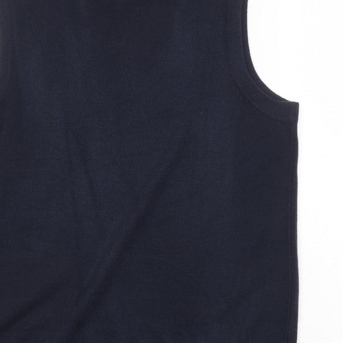 Atlantic Bay Mens Blue V-Neck Acrylic Vest Jumper Size M Sleeveless
