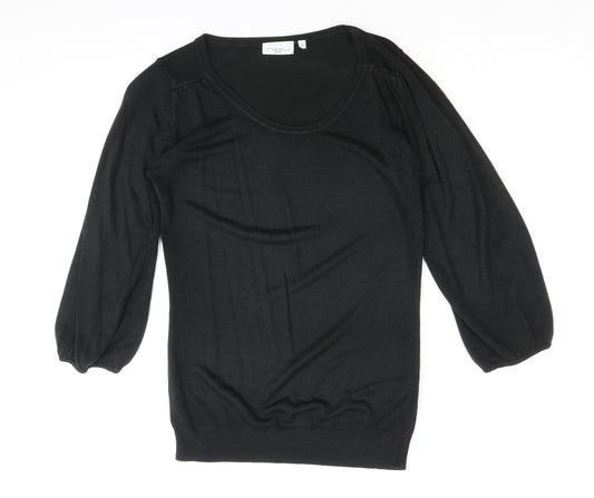 New Look Womens Black Scoop Neck Acrylic Pullover Jumper Size 12