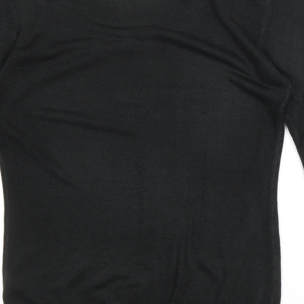 New Look Womens Black Scoop Neck Acrylic Pullover Jumper Size 12