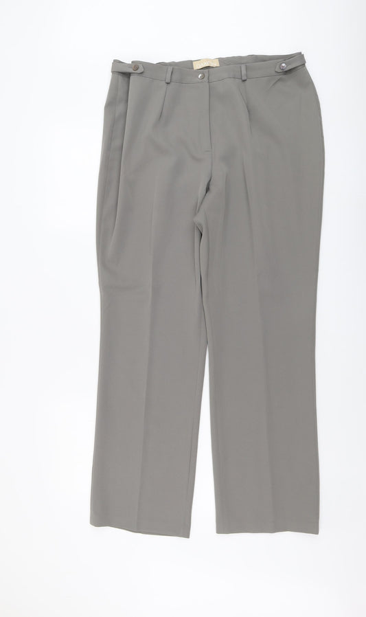 Daxon Womens Grey Polyester Trousers Size 18 L29 in Regular Button