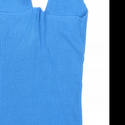 I SAW IT FIRST Womens Blue Acrylic Jersey Tank Size 10 Halter