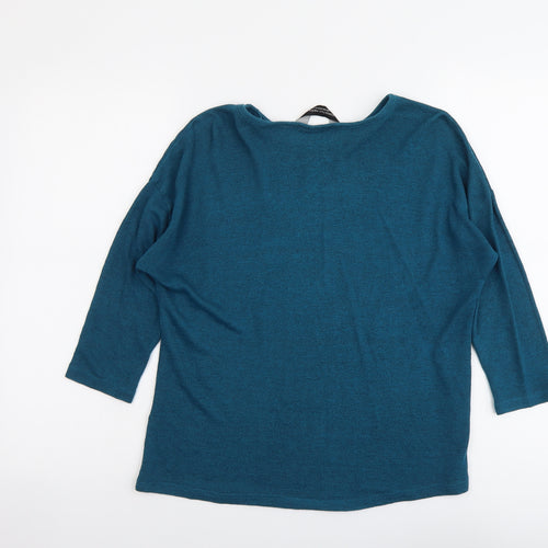 Dorothy Perkins Womens Blue Round Neck Acrylic Pullover Jumper Size 14 - Embellished Neckline