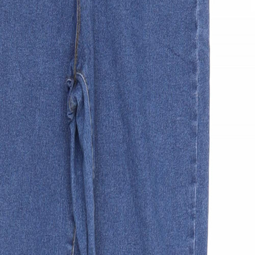 Denim & Co. Womens Blue Cotton Straight Jeans Size 14 Regular Zip