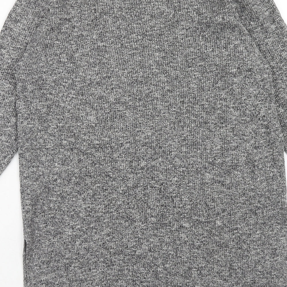 New Look Womens Grey Roll Neck Cotton Pullover Jumper Size 12 Pullover