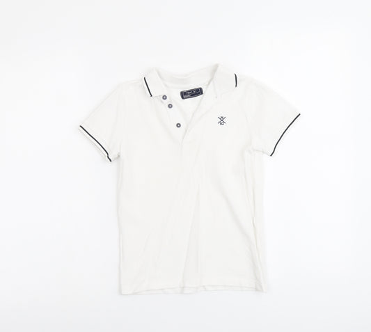 NEXT Boys White Cotton Basic Polo Size 7 Years Collared Button