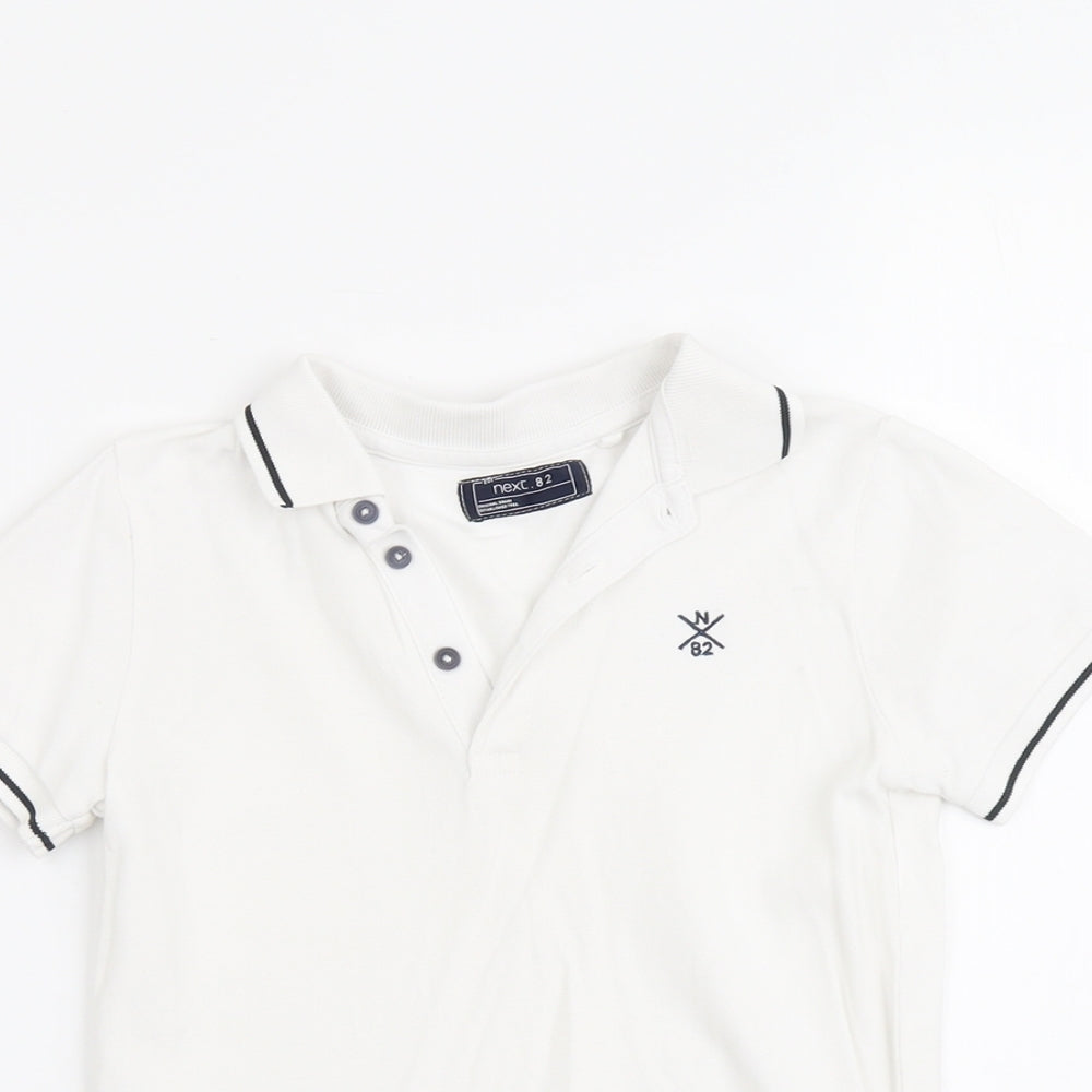 NEXT Boys White Cotton Basic Polo Size 7 Years Collared Button