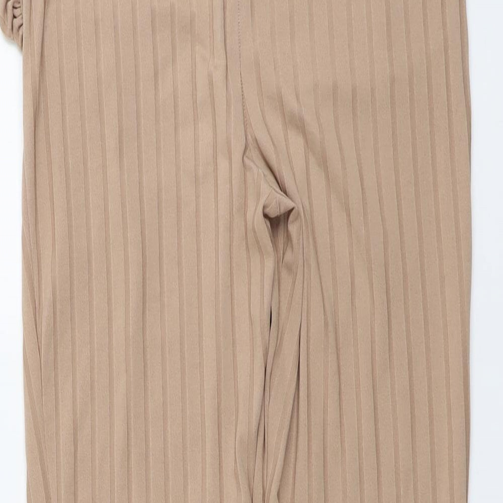 Boohoo Womens Beige Polyester Jogger Trousers Size 14 L26 in Regular - Ruched Detail