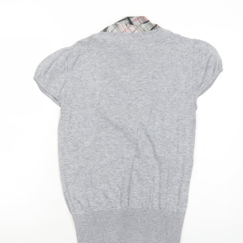 Untold Womens Grey V-Neck Geometric Viscose Pullover Jumper Size 14 Pullover