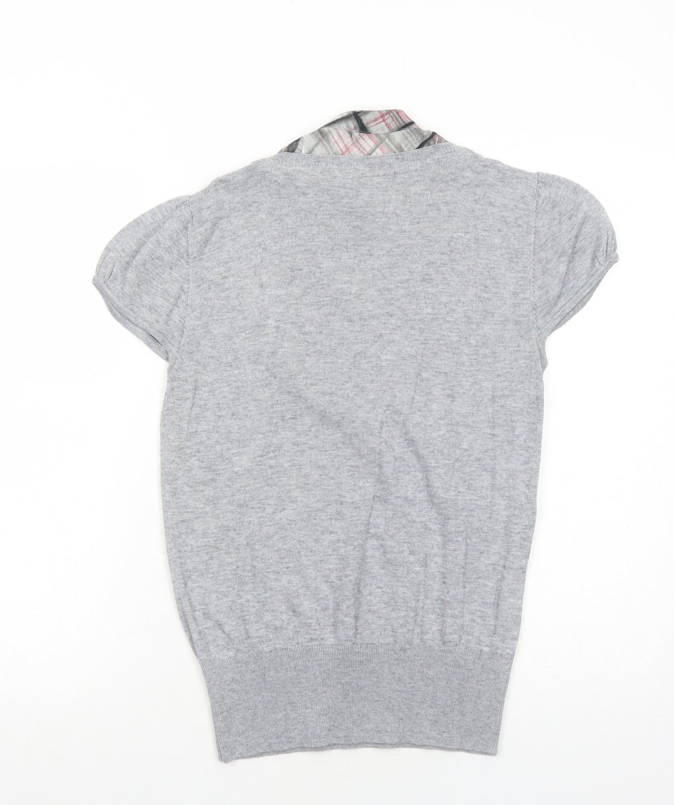 Untold Womens Grey V-Neck Geometric Viscose Pullover Jumper Size 14 Pullover