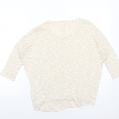 New Look Womens Ivory Crew Neck Cotton Pullover Jumper Size 12 Pullover