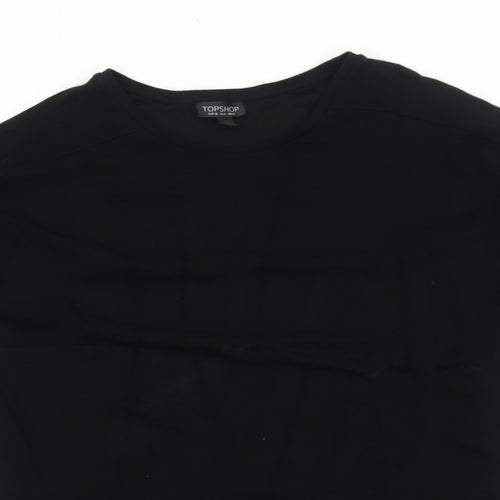 Topshop Womens Black Viscose Basic T-Shirt Size 10 Round Neck