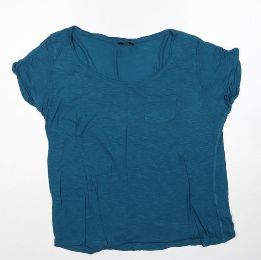 F&F Womens Blue Viscose Basic T-Shirt Size 20 Boat Neck