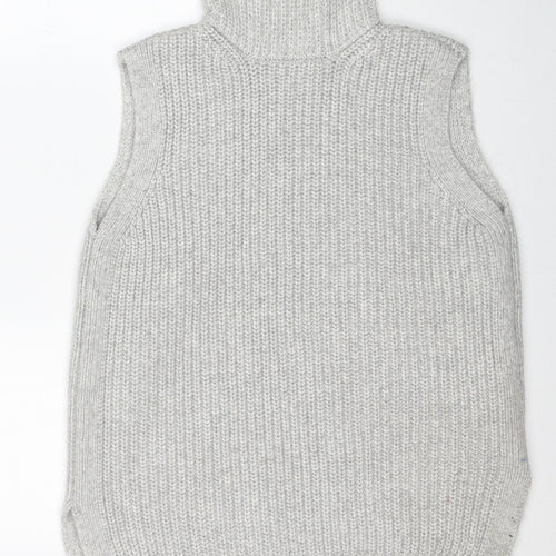 Marks and Spencer Womens Grey Roll Neck Polyester Vest Jumper Size M