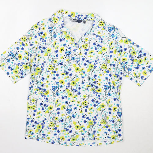 EWM Womens Multicoloured Floral Cotton Basic T-Shirt Size 14 V-Neck - Size 14-16