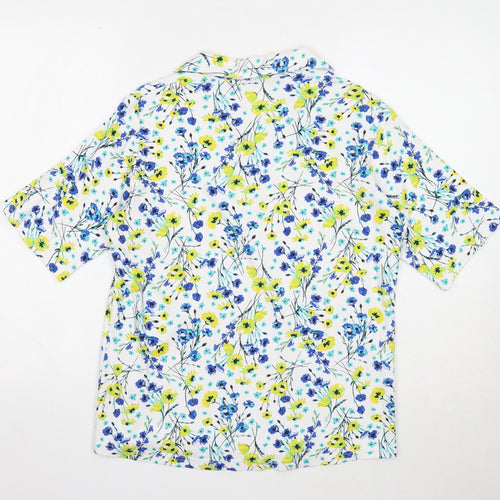 EWM Womens Multicoloured Floral Cotton Basic T-Shirt Size 14 V-Neck - Size 14-16