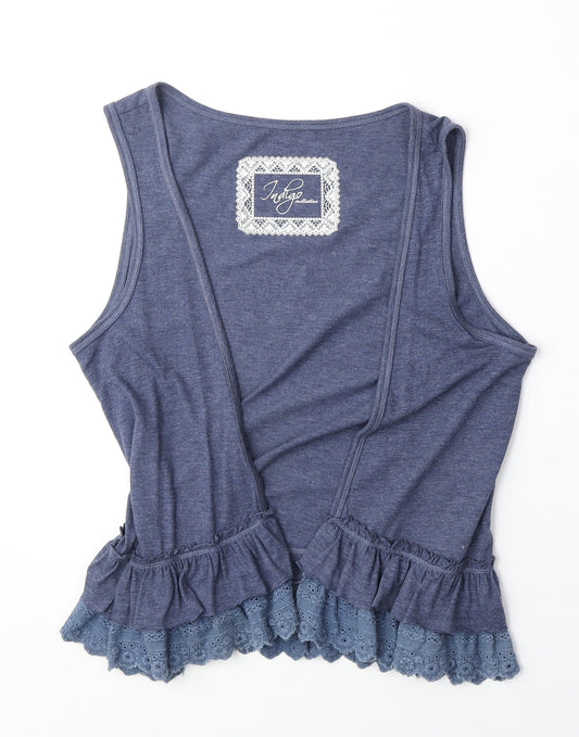 Marks and Spencer Womens Blue Cotton Basic Tank Size 12 V-Neck - Open