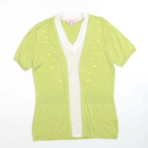 Per Una Womens Green V-Neck Acrylic Pullover Jumper Size 10 Pullover