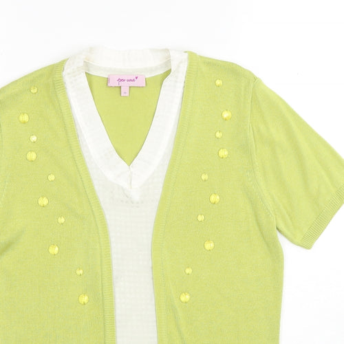 Per Una Womens Green V-Neck Acrylic Pullover Jumper Size 10 Pullover