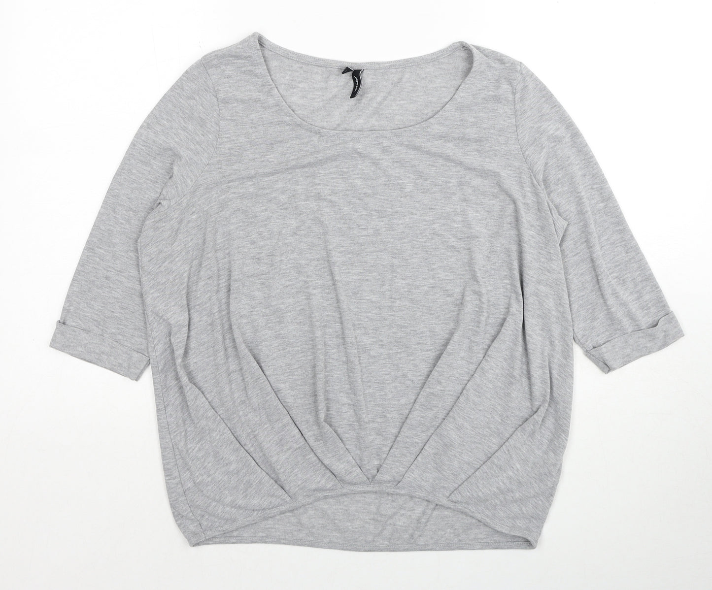 VERO MODA Womens Grey Polyester Basic T-Shirt Size S Scoop Neck