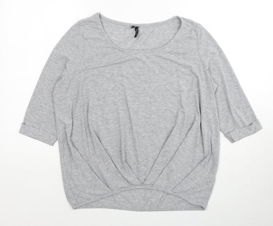 VERO MODA Womens Grey Polyester Basic T-Shirt Size S Scoop Neck