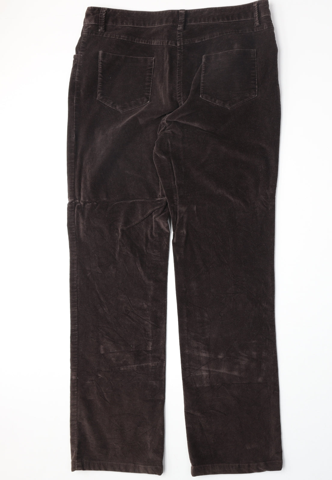 Marks and Spencer Womens Brown Cotton Trousers Size M Regular Zip