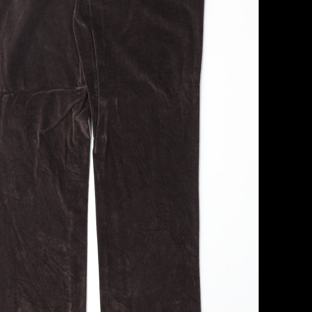 Marks and Spencer Womens Brown Cotton Trousers Size M Regular Zip