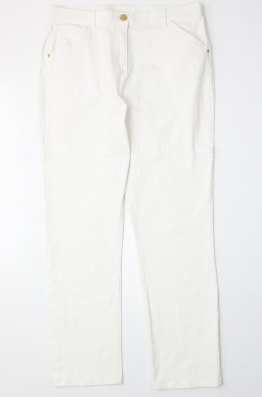 Classic Womens White Cotton Skinny Jeans Size 32 in Regular Zip