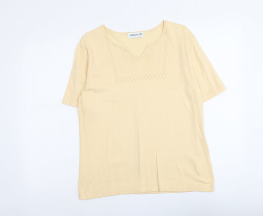 Jumper Womens Yellow Round Neck Viscose Pullover Jumper Size L